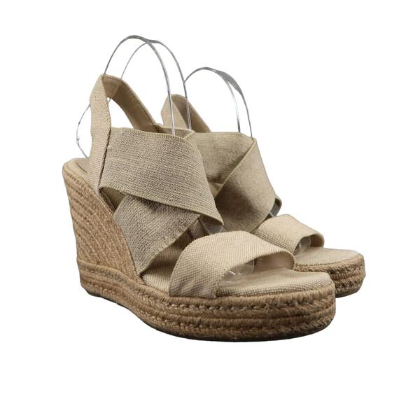 Ralph Lauren Shoes Womens 10 Sandal Wedge Espadrille Platform Strappy Natural - Picture 1 of 16